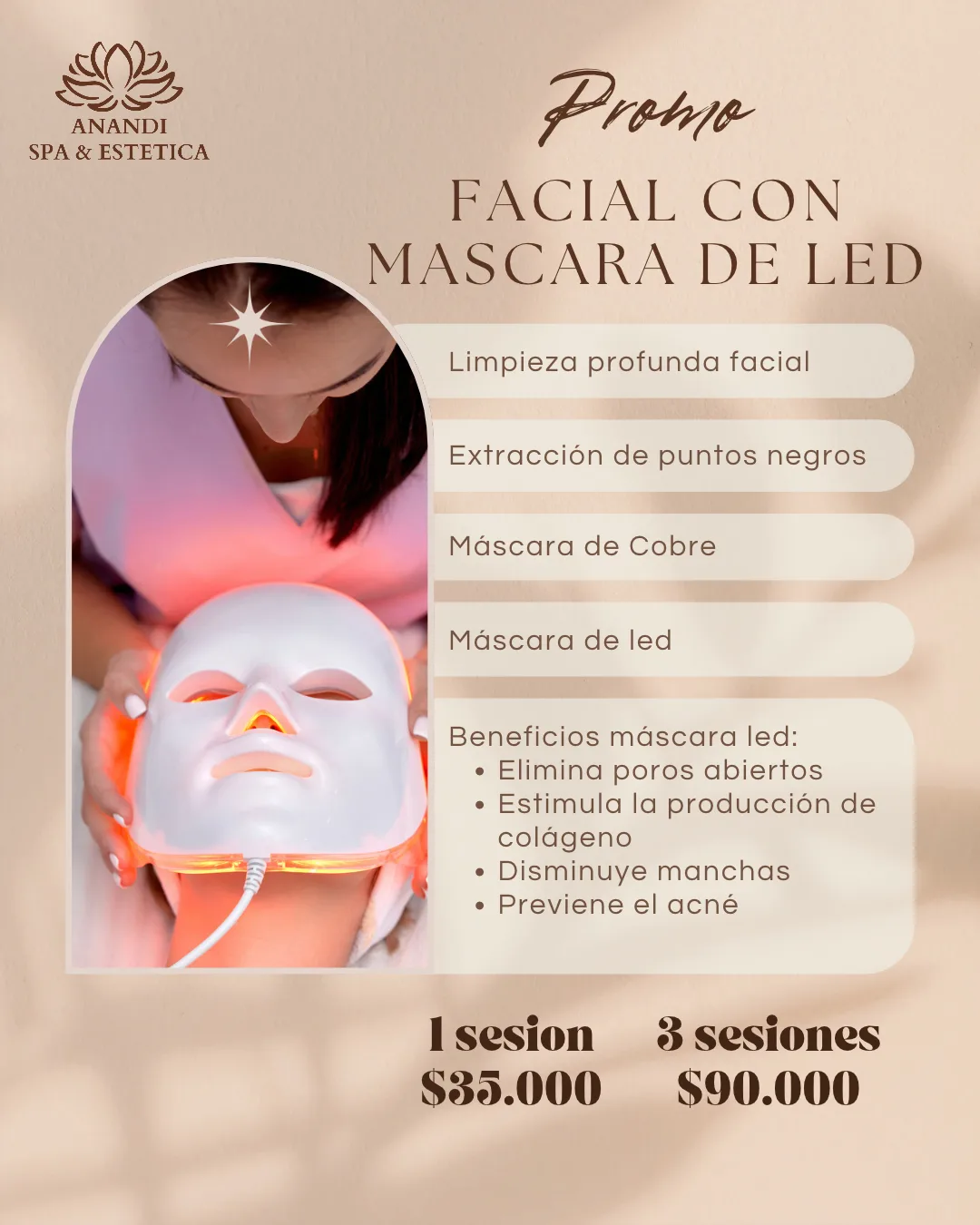 promo facial con mascara de led