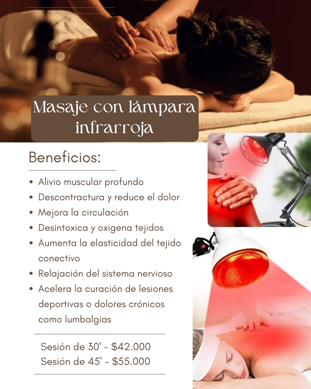 masaje con lampara infrarroja